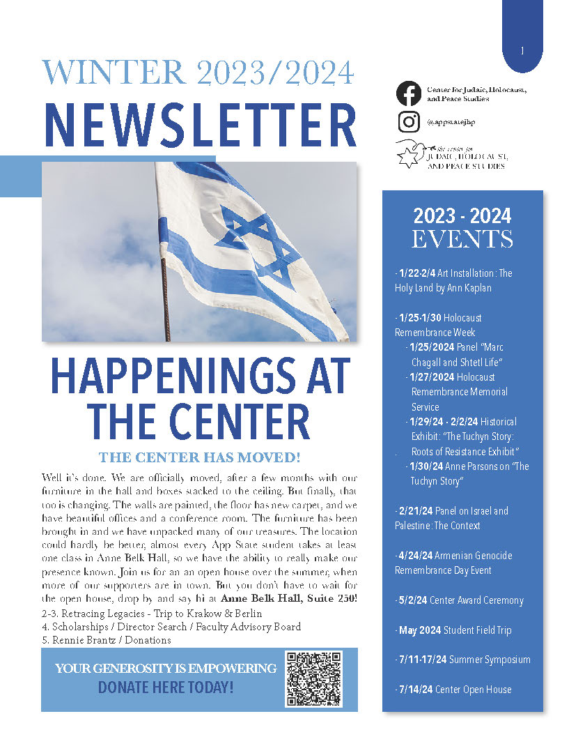 The front page of the Winter 2023-24 CJHPS newsletter.