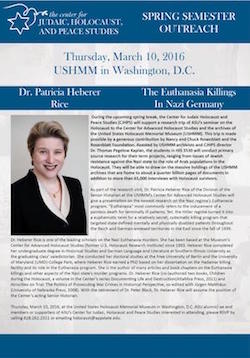 USHMM Historian Dr. Patricia Heberer Rice to Speak on Euthanasia Killings to ASU Students in Washington, D.C.